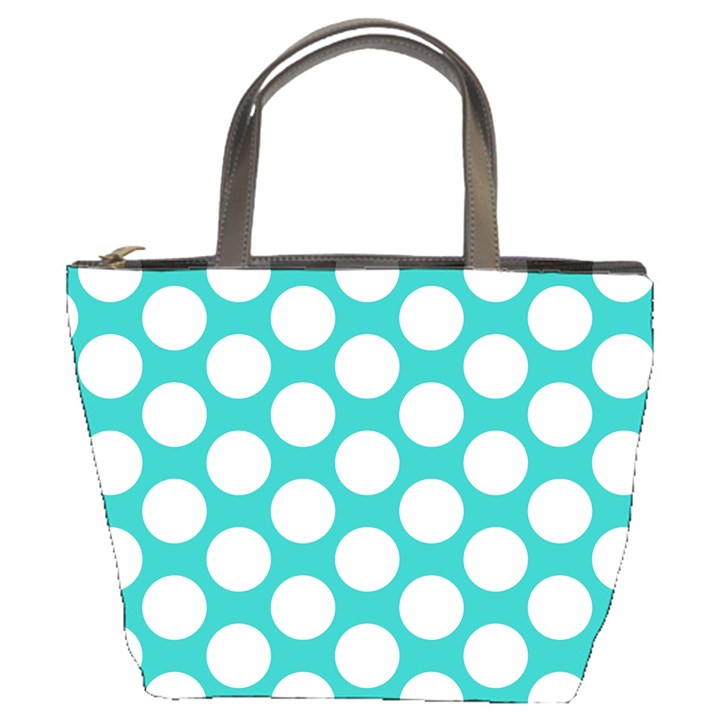 Turquoise Polkadot Pattern Bucket Handbag