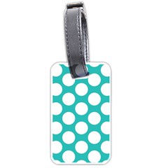 Turquoise Polkadot Pattern Luggage Tag (two Sides) by Zandiepants