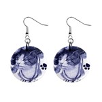 Miss Kitty blues Mini Button Earrings Front