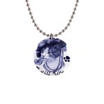 Miss Kitty blues Button Necklace Front