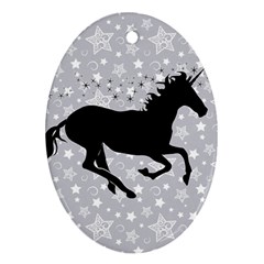 Unicorn On Starry Background Oval Ornament by StuffOrSomething
