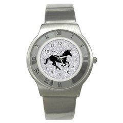 Unicorn On Starry Background Stainless Steel Watch (slim) by StuffOrSomething