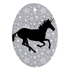 Unicorn On Starry Background Oval Ornament (two Sides) by StuffOrSomething