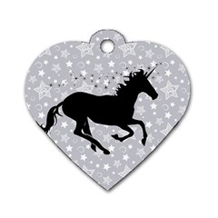 Unicorn On Starry Background Dog Tag Heart (one Sided)  by StuffOrSomething