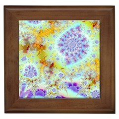 Golden Violet Sea Shells, Abstract Ocean Framed Ceramic Tile by DianeClancy