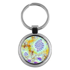 Golden Violet Sea Shells, Abstract Ocean Key Chain (round) by DianeClancy