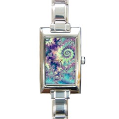 Violet Teal Sea Shells, Abstract Underwater Forest Rectangular Italian Charm Watch by DianeClancy