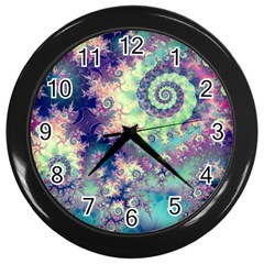 Violet Teal Sea Shells, Abstract Underwater Forest Wall Clock (black) by DianeClancy