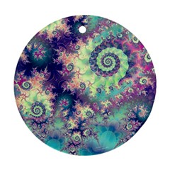 Violet Teal Sea Shells, Abstract Underwater Forest Round Ornament (two Sides) by DianeClancy