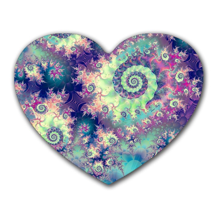 Violet Teal Sea Shells, Abstract Underwater Forest Mousepad (Heart)