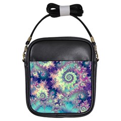 Violet Teal Sea Shells, Abstract Underwater Forest Girls Sling Bag by DianeClancy