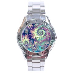 Violet Teal Sea Shells, Abstract Underwater Forest Stainless Steel Analogue Men’s Watch by DianeClancy