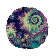 Violet Teal Sea Shells, Abstract Underwater Forest 15  Premium Round Cushion  by DianeClancy