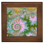 Rose Forest Green, Abstract Swirl Dance Framed Ceramic Tile Front