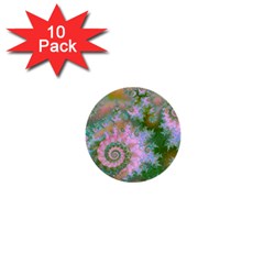 Rose Forest Green, Abstract Swirl Dance 1  Mini Button (10 Pack) by DianeClancy