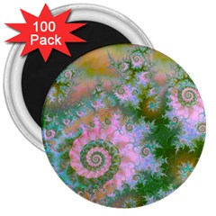 Rose Forest Green, Abstract Swirl Dance 3  Button Magnet (100 Pack) by DianeClancy