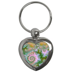 Rose Forest Green, Abstract Swirl Dance Key Chain (heart) by DianeClancy