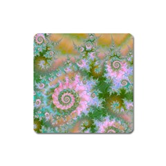 Rose Forest Green, Abstract Swirl Dance Magnet (square) by DianeClancy
