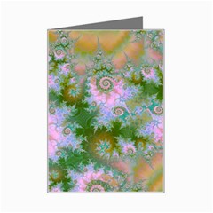 Rose Forest Green, Abstract Swirl Dance Mini Greeting Card by DianeClancy