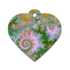 Rose Forest Green, Abstract Swirl Dance Dog Tag Heart (one Sided)  by DianeClancy