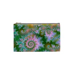 Rose Forest Green, Abstract Swirl Dance Cosmetic Bag (small) by DianeClancy