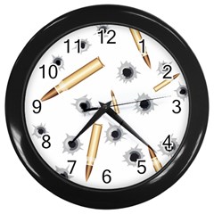 Bulletsnbulletholes Wall Clock (black) by misskittys