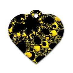 Special Fractal 04 Yellow Dog Tag Heart (two Sided) by ImpressiveMoments