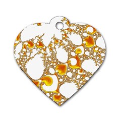 Special Fractal 04 Orange Dog Tag Heart (two Sided) by ImpressiveMoments