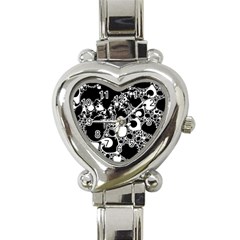 Special Fractal 04 B&w Heart Italian Charm Watch  by ImpressiveMoments