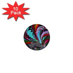 Special Fractal 02 Red 1  Mini Button (10 Pack) by ImpressiveMoments