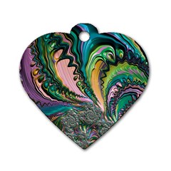 Special Fractal 02 Purple Dog Tag Heart (two Sided) by ImpressiveMoments