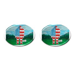Painted Flag Big Foot Aust Cufflinks (oval) by creationtruth
