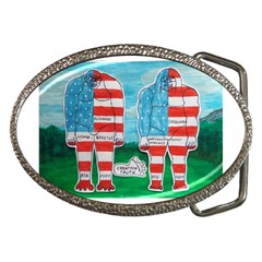 2 Painted U,s,a,flag Big Foots Belt Buckle (oval) by creationtruth
