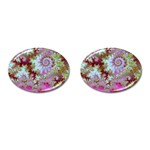 Raspberry Lime Delight, Abstract Ferris Wheel Cufflinks (Oval) Front(Pair)