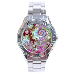 Raspberry Lime Delight, Abstract Ferris Wheel Stainless Steel Analogue Men’s Watch by DianeClancy