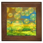 Golden Days, Abstract Yellow Azure Tranquility Framed Ceramic Tile Front