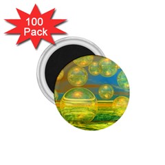 Golden Days, Abstract Yellow Azure Tranquility 1 75  Button Magnet (100 Pack) by DianeClancy