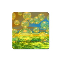 Golden Days, Abstract Yellow Azure Tranquility Magnet (square) by DianeClancy