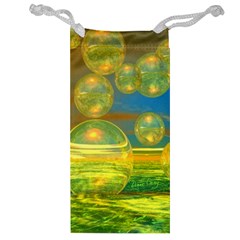 Golden Days, Abstract Yellow Azure Tranquility Jewelry Bag by DianeClancy