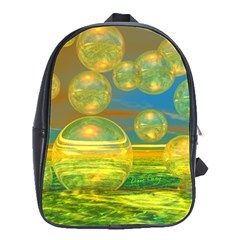 Golden Days, Abstract Yellow Azure Tranquility School Bag (large) by DianeClancy