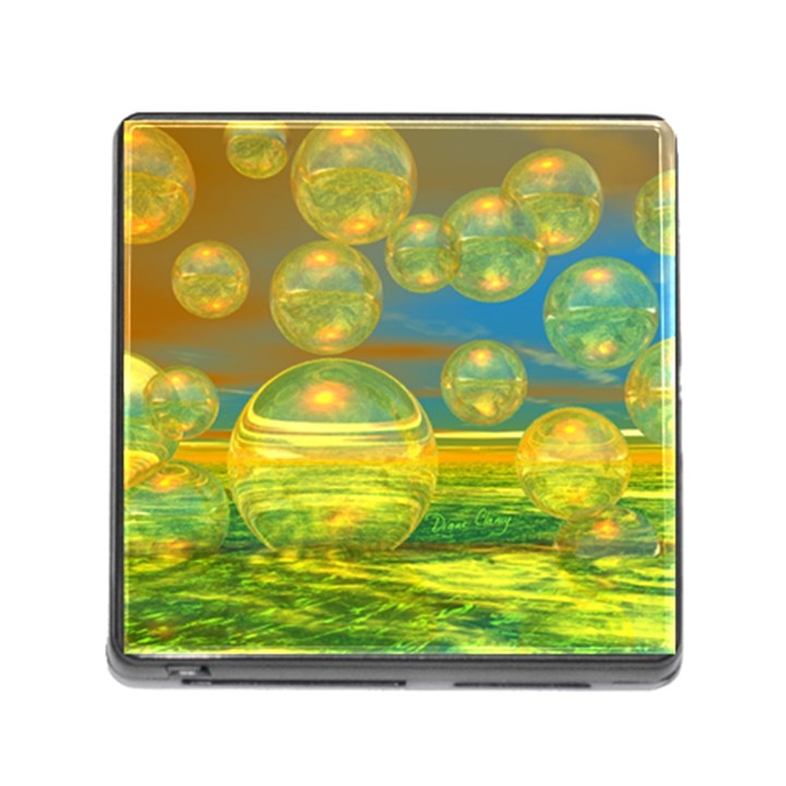 Golden Days, Abstract Yellow Azure Tranquility Memory Card Reader with Storage (Square)