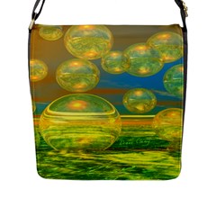 Golden Days, Abstract Yellow Azure Tranquility Flap Closure Messenger Bag (large) by DianeClancy