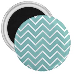 Blue And White Chevron 3  Button Magnet by zenandchic