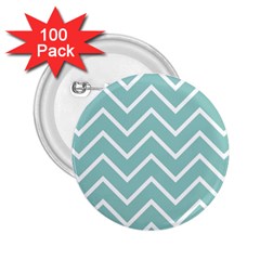 Blue And White Chevron 2 25  Button (100 Pack) by zenandchic