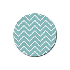 Blue And White Chevron Drink Coasters 4 Pack (round) by zenandchic