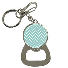 Blue And White Chevron Bottle Opener Key Chain by zenandchic