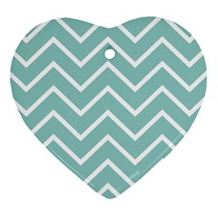 Blue And White Chevron Heart Ornament (two Sides) by zenandchic