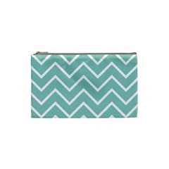 Blue And White Chevron Cosmetic Bag (small)