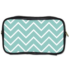 Blue And White Chevron Travel Toiletry Bag (one Side) by zenandchic
