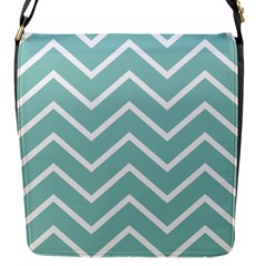 Blue And White Chevron Flap Closure Messenger Bag (small)